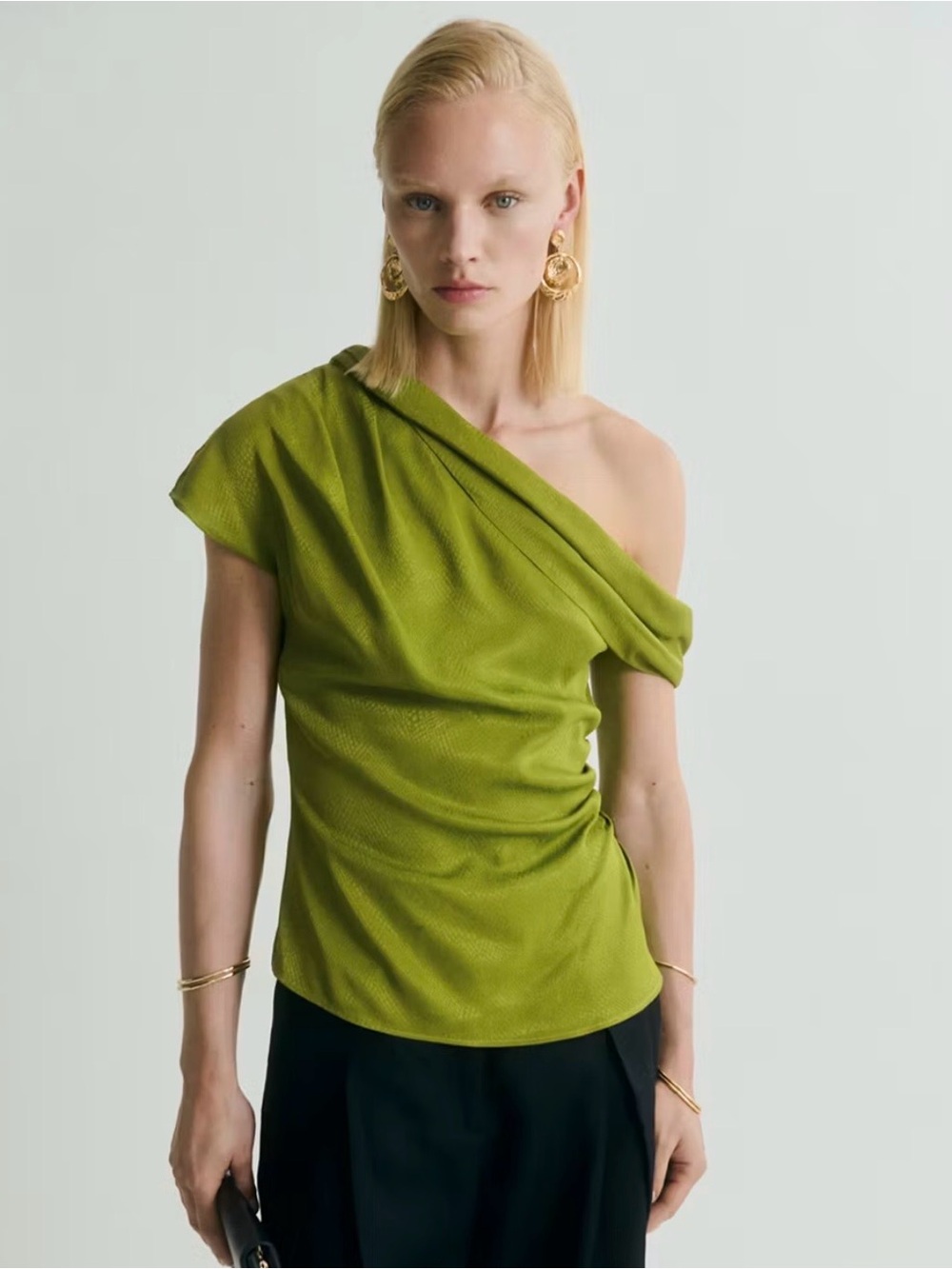 Mango Off Shoulder Green Top